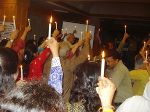 Spelters raise candles to celebrate 25 years - and counting. Photo: K.B. Abro