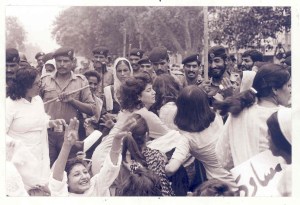Feb 12, 1983: Many women's rights demonstrators were injured and arrested, heavily outnumbered by police. Photo: Rahat Ali Dar
