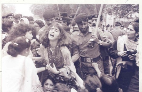 Lahore, Feb 12, 1983: Police brutality on the women's demonstration against the 'Law of Evidence' catapulted the nascent women's movement into the limelight. Photo: Rahat Ali Dar