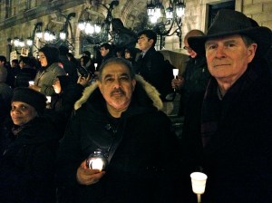 Abha Sur of Alliance for Secular South Asia (left), Mahmud Jafari, and Prof. Lyle Baker of Suffolk Uni. Law School.