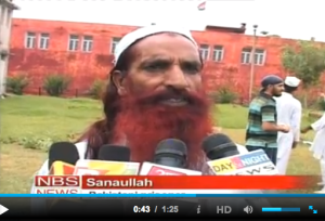 Screenshot of Sanaullah from a TV report last year, on Indian and Pakistani prisoners participating in a kite-flying festival together. "It's really nice, I feel like a child myself," Sanaullah told the reporter.