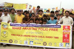 Children at a polio awareness walk in Faisalabad. Photo: courtesy Rotary