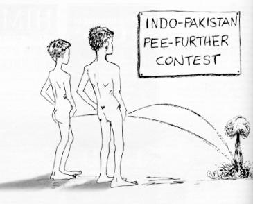 Who will go furthest in Southasia? Cartoon by Kunda Dixit and Beena Sarwar, May 1998