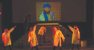 A scene from Ajoka's production of 'Hotel Mohenjodaro' by Ghulam Abbas