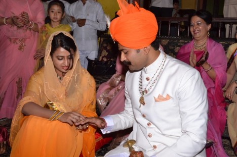Roka ceremony: Exchange of rings between Karni Singh Sodha and Padmini Singh Rathore, Jaipur, Jun 2014