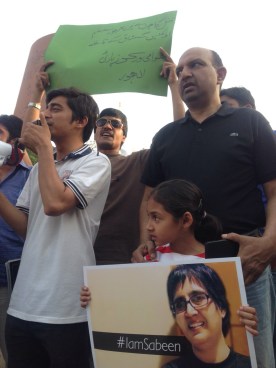 Citizens in Lahore at a #Rally4Sabeen. Photo: Farooq Tariq