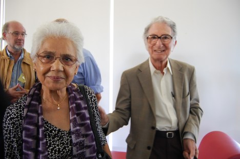 Sydney, Feb 17 2015: Christian Matthiessen, Ruqaiya Hasan and Michael Halliday at a symposium in honour of Michael in his 90th year. Photo by Lexie Don, courtesy Frances Christie.