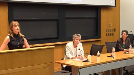 Zara Hayes introducing "Clothes to Die For", with Jennifer Leaning and Ruth Barron. 