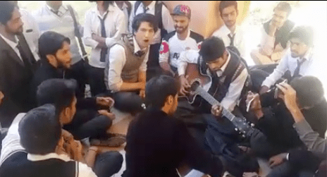 Still from the video of an impromptu performance by students in Quetta